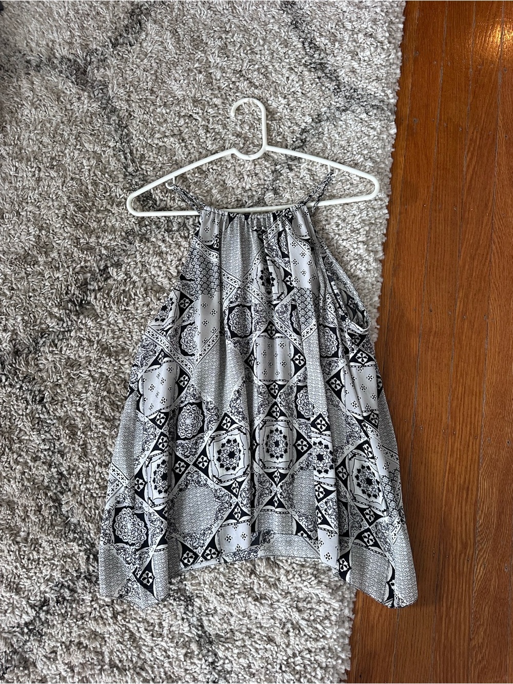 Joie 100% Silk Black and White Printed Halter Blouse
